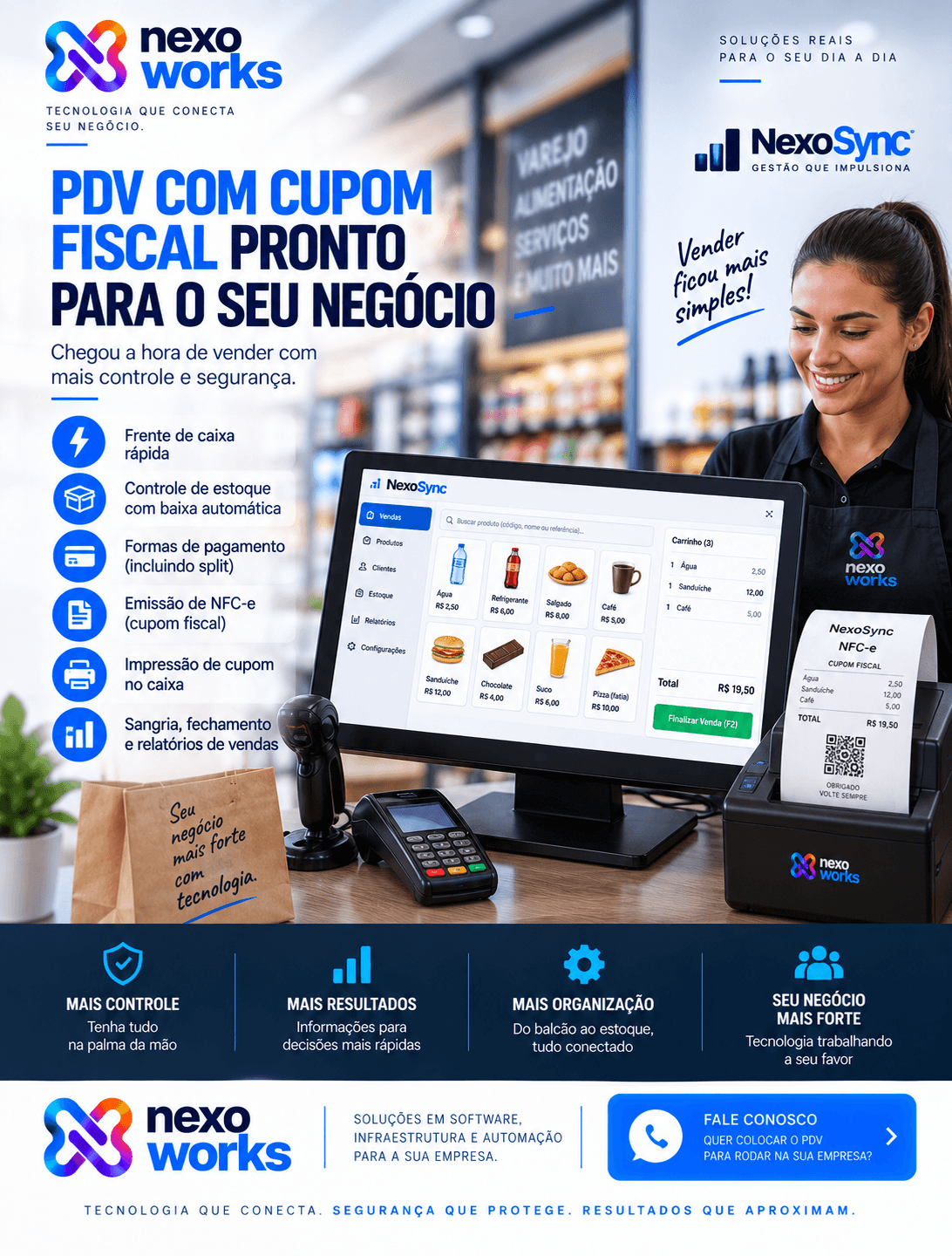 PDV com cupom fiscal: venda, controle o estoque e gerencie seu caixa com o NexoSync